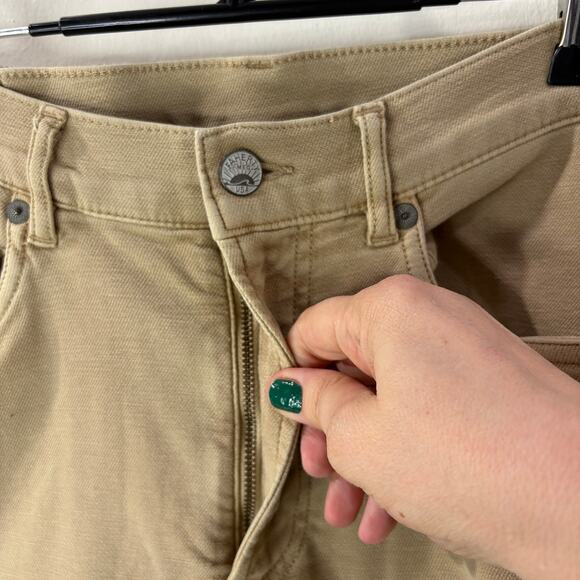 Faherty Mens Size 31 Jeans Stretch Terry 5 Pocket Pant Khaki Tan Slim Straight - Picture 14 of 16